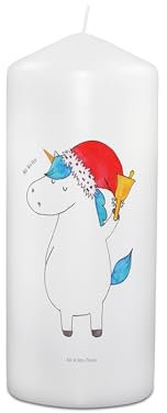 Mr. & Mrs. Panda Wachskerze Einhorn Weihnachtsmann 15 x 7 cm - Geschenk, Hochzeitskerze, Einhörner, Weihnachten, Nikolaus, Schokolade, Kerze Mit Spruch, Stumpenkerze, Geburtstagskerze, Unicorn