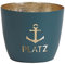 Seaside No.64 - Maritime Windlichter Baltic aus Metall mit ausgestanzten Motiven - Verschiedene Farbkombinationen für Teelichter & Stumpenkerzen in Haus und Garten (Ankerplatz - DKL.blau, Gold)