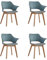 GrandCA HOME Lot de 4 Chaises de Cuisine Nordiques Chaise de Salle à Manger avec Pieds en Bois Massif, Chaises Rembourrées pour Chambre, Salon, Cuisine,Bleu Clair