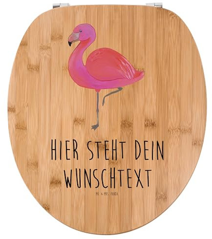 Mr. & Mrs. Panda Personalisierter WC Sitz Motiv Flamingo Classic - Personalisierte Geschenke, Toilettendeckel mit Namen, für mich, Selbstliebe,