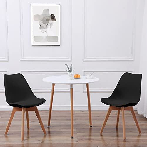 LafeuR Ensemble de salle à manger ronde avec 2 chaises, ensemble de 2 chaises avec table de cuisine, ensemble de table pour balcon, cuisine, salon (table blanche + 2 chaises noires)