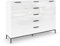 Rauch Möbel Flipp, Kombikommode, Kommode mit Stauraum für Wohnzimmer, Schlafzimmer, Flur, 4 Fachböden, Metallkufe und Griffe Graphit, Alpinweiß/Glasfront Weiß, 2-türig, 5 Schubkästen, 160x111x42cm