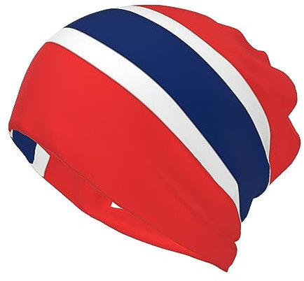 KWQDOZF Beanie-Mütze mit Norwegen-Flagge, Chemo-Mütze, Krebs-Kopfbedeckung, Totenkopf-Mütze, Slouchy-Beanie, gestrickte Totenkopf-Mütze für Damen und Herren