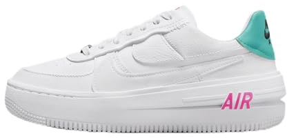 Nike Baskets à plateforme Air Force 1 pour femme, Blanc/rose éclatant/jade transparent/blanc, 40 EU