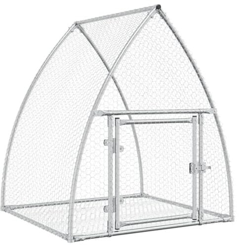 vidaXL Hasenstall, Freilaufgehege für Kleintiere, Outdoor Kaninchenkäfig Kaninchenstall Hasenkäfig, Kaninchen Freigehege, Silbern 100x105x120cm Verzinkter Stahl