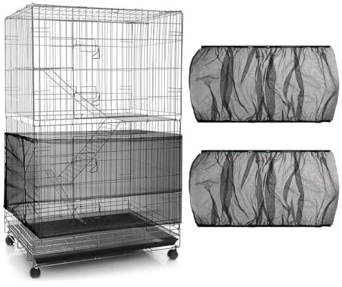 PLABBDPL Cubierta de jaula,2 pcs Cubiertas universales de jaula, cubierta de malla, para loros ajustable, malla de nylon suave, para jaulas, negro