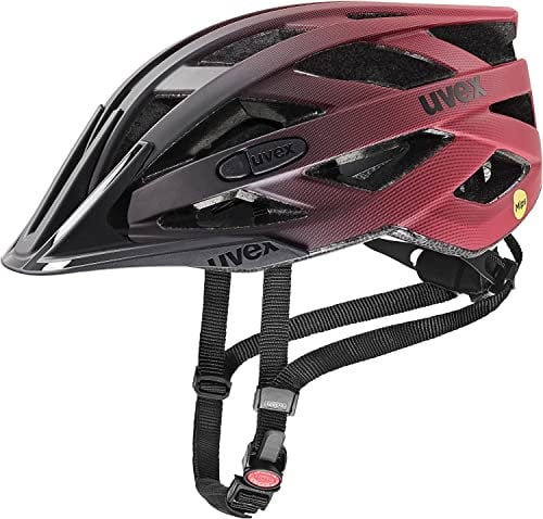 uvex i-vo cc MIPS - Leichter Allround-Helm für Damen und Herren - MIPS-Sysytem - erweiterbar mit LED-Licht - Black-red matt - 52-57 cm