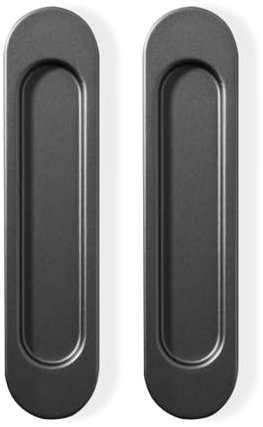 LZYDKH 2 Stück Selbstklebende Ovale Schiebetürgriffe, Stanzfreier Griff 14.8 CM Türgriffe Küche Griffmuschel Schiebetür Griffmulde Aluminiumlegierung für Schränke Fenster(Gray)