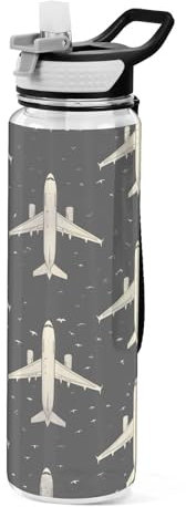 Mnsruu Borraccia sportiva con cannuccia, 1 l, senza BPA, in Tritan, trasparente, per bambini, ragazzi, ragazze, adulti, scuola, viaggi