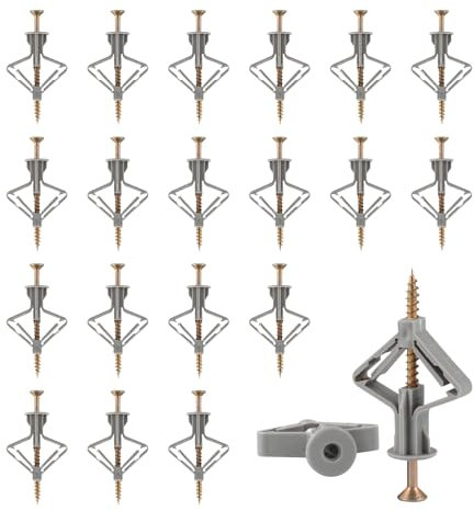 Set di 50 tasselli per cavità Butterfly, tasselli di espansione, tasselli per pareti cave, tasselli in cartongesso, set con viti, tasselli in cartongesso, set di viti per tasselli, pareti, pareti
