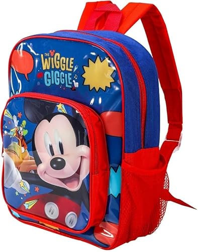 NMB FASHION Kids Character Backpack - Standard, Deluxe with Extra Pocket, & 3D Design Options - Fun & Functional School Bags (Deluxe Mickey Mouse Wiggle Giggle Backpack)