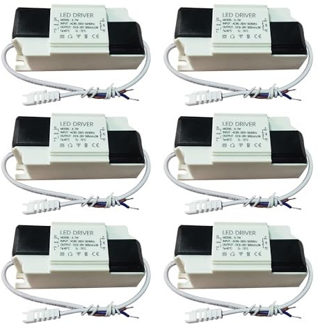 FSLiving LED-Transformator 3-7W,Led Trafo 230v auf 12-26VDC, led Driver Netzteil für LED Lichtstreifen LED Lampen Spotlight, 6er-Pack PJ0715