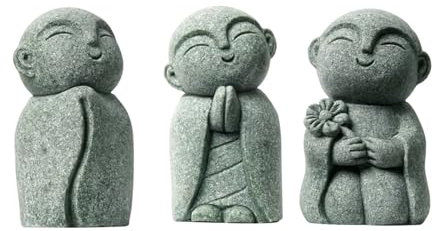 WJUHYGTF Japanische Jizo Buddha Statue, Feng Shui Betender Mönch Figuren Für Den Innen Und Außenbereich Aquarium Garten Heimdekoration Teezubehör,A