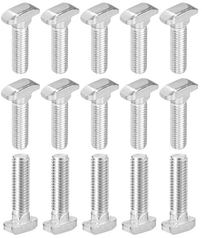 NACX Pernos deslizantes M8 x 35 mm con ranura en T, tornillo de cabeza de martillo de acero al carbono, tornillo deslizante en forma de T para perfil de aluminio serie 40, 15 unidades