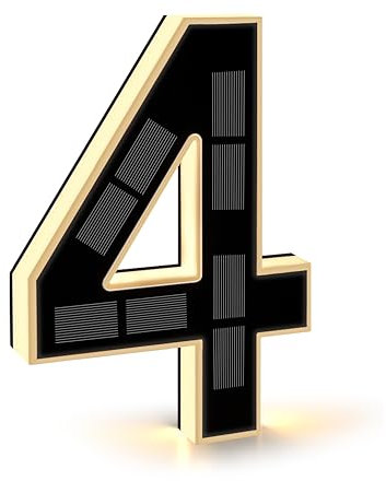 CARPESUN Solar Números Para Casas Iluminación Impermeable Para Exteriores, Negro Numeros Casa Exterior, Número de Puerta (4 - Negro, 23 cm)