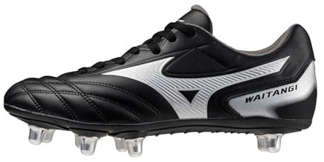 Mizuno Waitangi II CL Soft Ground - Botas de rugby para hombre, negro plateado, 43 EU