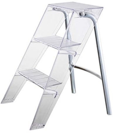 Acrylic Three-Step Ladder, Simple Home Use, Lightweight and Portable Folding Ladder, Can Be Used As A Shelf and Chair, Saving Space,Transparent