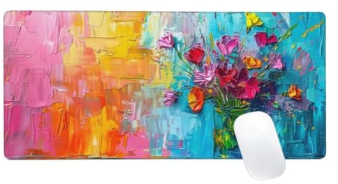 Jaune Tapis de Souris XXL 800x300mm, Tapis de Souris Bleu, Tapis Souris pour Clavier et Bureau, Étendu Tapis de Souris Gamer, Lavable Surface, Base Antidérapante, Améliorer Précision et Vitesse Z2-716