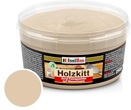 Isolbau Mastic pour bois 250 g - Mastic bois extérieur et intérieur - Mastic de réparation pour bois - Mastic de réparation pour bois - Mastic prêt à l'emploi - Séchage rapide - Hêtre foncé (n° 7)