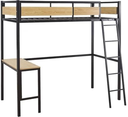 Habitat et Jardin Lit Mezzanine avec Bureau Ethan - 90 x 190 cm - Noir