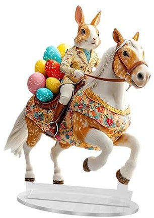 Fenteer Osterei-Hase-Acryl-Schild, Tischdekoration, 2D, wasserfest, Festival-Geschenk, Schreibtisch-Ornament für Wohnzimmer, Regal