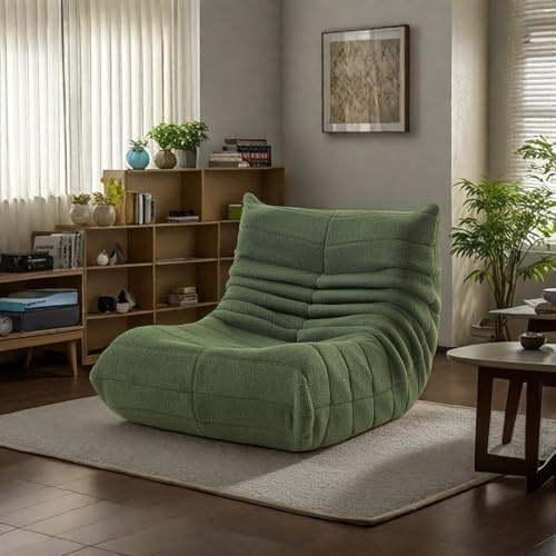 LKPOMI Bodensofa, Lazy Sofa, Bodenstuhl mit Rückenlehne, Sitzsack Sofa, Lesesessel Bequem, Meditationsstuhl für Schlafzimmer Wohnzimmer, Liegesessel (grün)