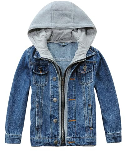 amropi Jeansjacke für Jungen Jacket mit Kapuze Denim Jeansmantel Jeans Jacken