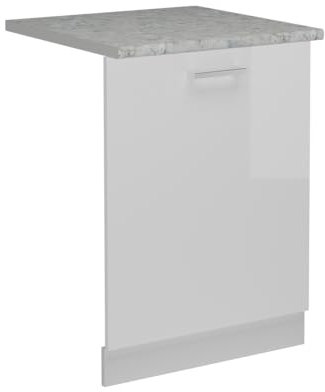 Vicco Geschirrspülblende R-Line, Geschirrspüler Fronttür, Weiß Hochglanz, 60 cm, AP Marmor