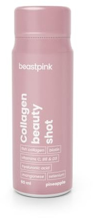 BeastPink Kollagen-Shot - Kollagen Beauty Shot mit Meereskollagen, Hyaluronsäure, Vitaminen & Mineralien, unterstützt Haut, Nägel & Haar (60 ml (20er pack), Ananas)
