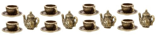 STOBOK 4sets Dolls House Miniature Teapot Mini Metal Tea Set Tiny Tea Cups for Micro Scene Dollhouse Accessories