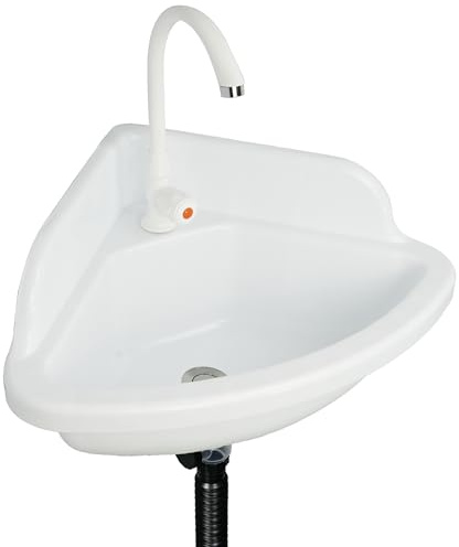 Small Bathroom Sink Wall Mount Bathroom Corner Sinks, Triangular wash basin No-Drill Installation Self-Adhesive 17.7x17.7 Inch with Faucet Hole, Mini Rv sink Plastic Sink for Home, Dorm, Garage