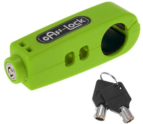 A ABSOPRO Motorrad Lenker Schloss Universal Roller Bike Lenker Gasgriff Grüne Runde Frontbremse Und Kupplungsschlösser Diebstahlschutz 1 Stück