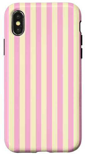 Hülle für iPhone X/XS Rosa Gelb Streifen Kokette Pastell Niedlich Ästhetik
