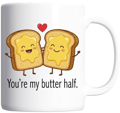 Pickhut You’re My Butter Half Mug – Cute Funny Love Pun Gift for Boyfriend Girlfriend Husband Wife – Romantic Toast & Butter Design Coffee Tea Mug 11oz