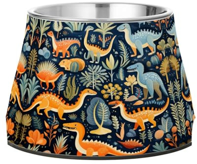 Dinosaures ColoréS Bleu Marine Gamelles Antidérapantes pour Chiens,en Acier Inoxydable Empilables pour Chiots