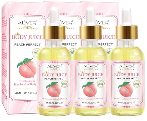 P-Beauty Pfirsich Körperöl 3x 60 ml - Body Oil Peach Perfect - Körperöl & Massageöl - Feuchtigkeitspflege, schnell einziehend, Duftöl für weiche Haut & Glow, sinnliches Pflegeöl Ganzkörperpflege
