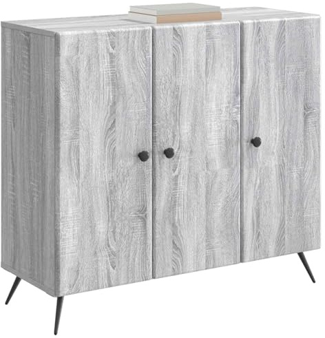 vidaXL Sideboard Graues Sonoma 89 x 34,5 x 80 cm Holzwerkstoff, Wohnzimmer, Rechteckiges Buffet, Moderner Sideboard, Geräumiger Essbereich-Organizer, Praktisches Möbelstück