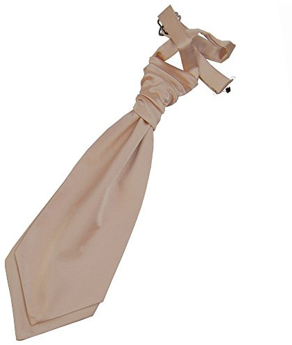 DQT Boys Plain Satin Pre-Tied Scrunchie Cravat - Wedding Pageboy Formal - Mocha Brown