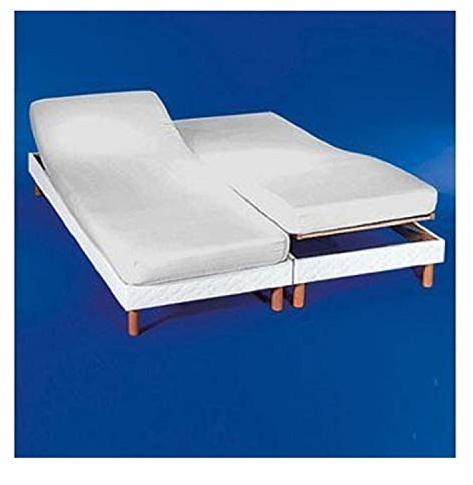 Cotton Art Drap-housse pour lit double articulé 160 (80 x 2) x 190/200 cm Blanc
