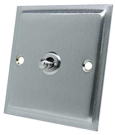 Slimline Satin Chrome 1 Gang Toggle Switch - 10 Amp Single 1-Gang 2 Way Dolly Light Switch