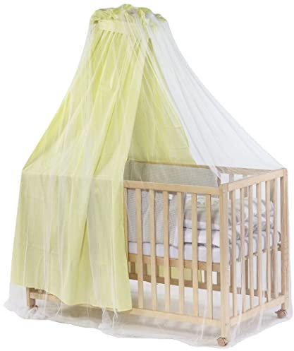 Insektennetz Babybett mit Himmel - Mückennetz für Babybett, Betthimmel und Wiege - Feinmaschiger Moskitonetz - Atmungsaktiv und Waschbar, Weiß