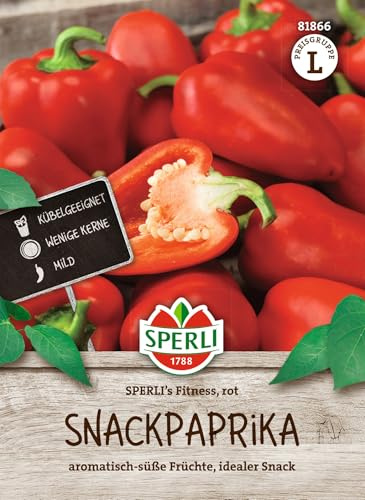 Sperli Snackpaprikasamen SPERLI's Fitness Rot F1 81866, Gemüsesaat | Saftige Paprika Samen mit hoher Keimrate, für Salate & Grillen, Saatgut für Freiland & Gewächshaus