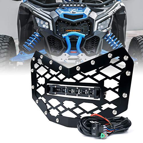 Xprite Schwarzes Stahlgitter mit 20,3 cm LED-Lichtleiste für Can-Am Maverick X3