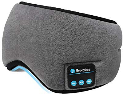 Bluetooth Sleeping Eye Mask Headphones,SKYEOL 5.3Wireless Bluetooth Headphones Adjustable&Washable Music Travel Sleeping Headset with Built-in Speakers Microphone Hands-Free for Sleeping (Grey)