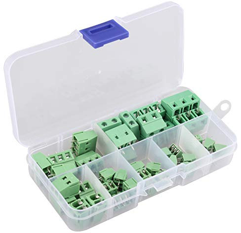 HALJIA 40PCS Morsettiera universale a vite PCB, 2 pin/3 pin, 2,54 mm, 3,81 mm, 5 mm, 7,5 mm, connettore a vite verde