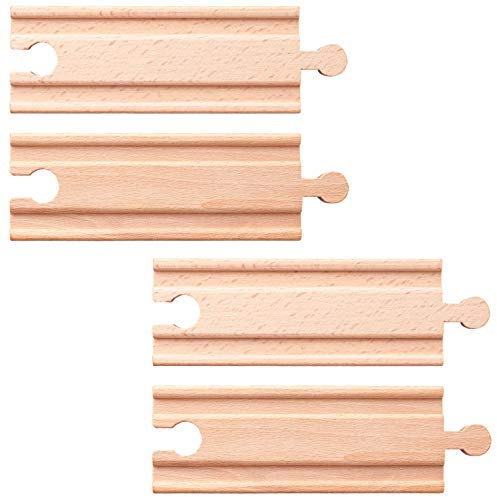 Set: 16 Stück Holz - Schienen - gerade & kurz - für Eisenbahn/Holzeisenbahn - 12,5 cm - passend für alle Schienen-Systeme & Straßen - z.B. Brio/Heros / ..