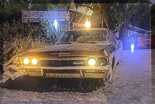 Samarkand - Lights LED Bild Leuchtbild 65 cm x 45 cm wandbild mit Beleuchtung Old Car Old US Cars Oldtimer Retro Nostalgie/Police Car /