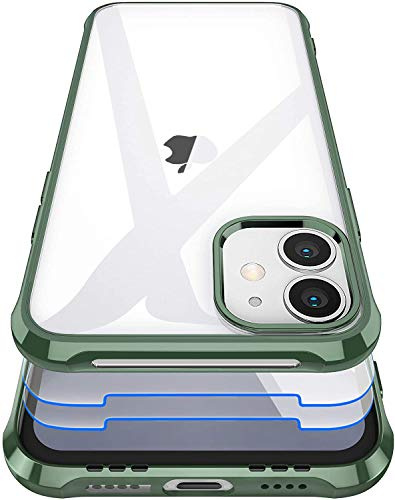 Garegce Case Compatible with iPhone 11, 2 Packs Screen Protectors, Clear Silicone Bumper Shockproof Cover, Soft TPU Protective Phone Case Compatible with iPhone 11-6.1 inch- Plating Green