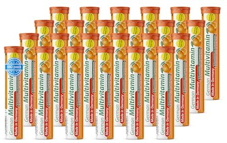 Multivitamin Brausetabletten 24x20 Stk. Orangengeschmack - Vitamin C, E, B1, B2, B6, B12, Biotin, Folsäure, Niacin, Pantothensäure – T&D Pharma German Multivitamin – Made in Germany
