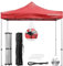 Gazebo Pieghevole da Giardino 3x3m, Alluminio, Impermeabile, Resistente ai Raggi UV, Chiusura a Fisarmonica, Altezza regolabile, Picchetti + Sacca Trasporto + Corde Incluse, Colore Rosso